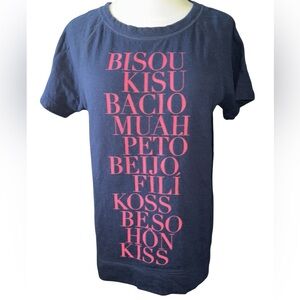 J. Crew sweatshirt short sleeves crewneck “Kiss” in different languages Sz Med